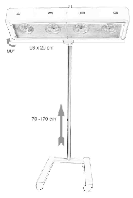 Lampe IR 400W  quartz sur pied roulant